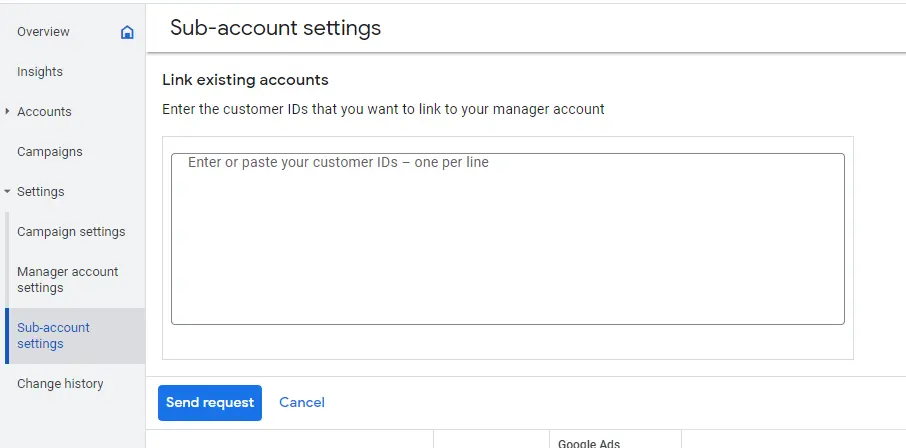 google ads request